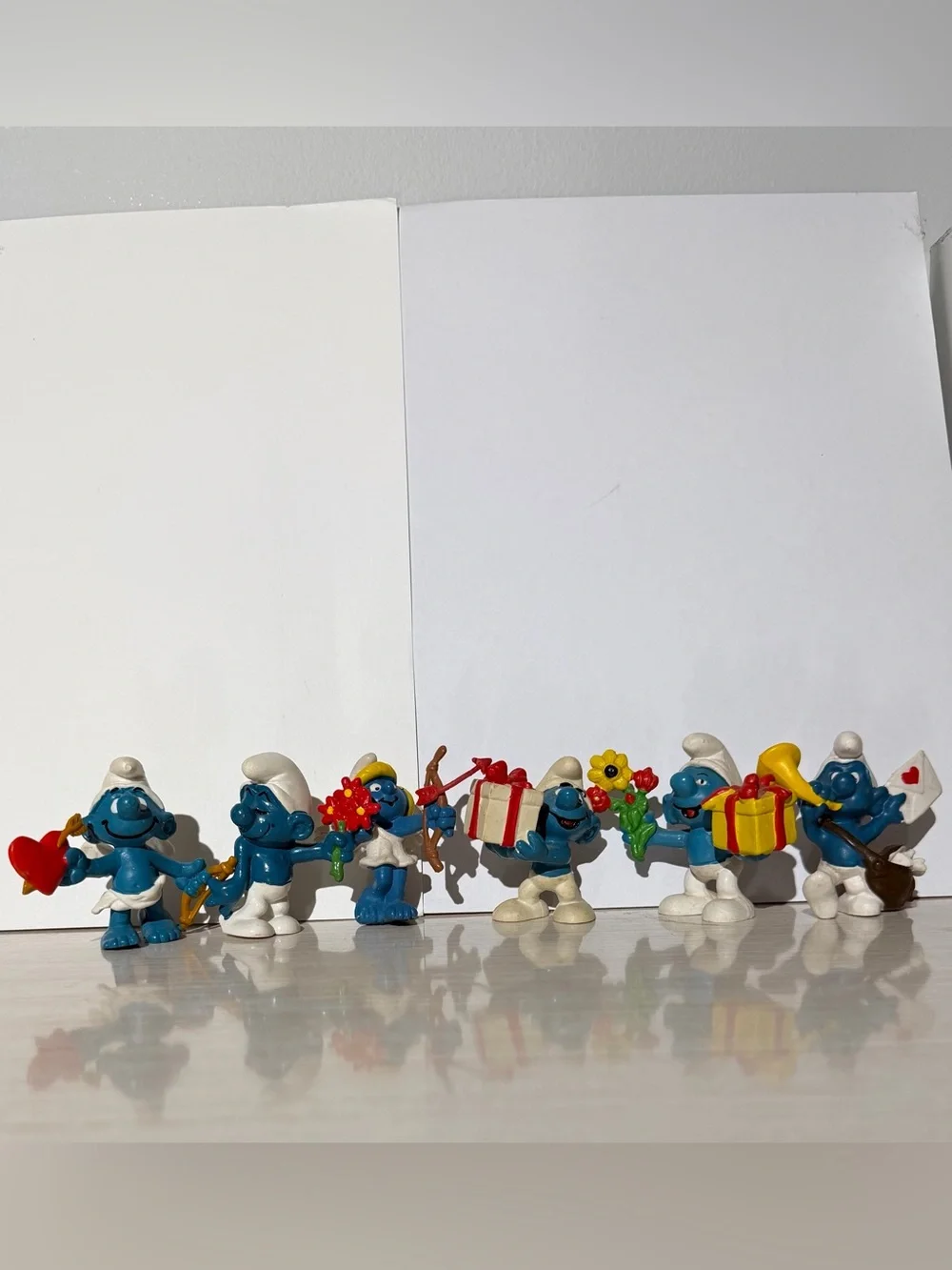Vintage Lot 6 Smurfs Love Gift PVC Figurines PEYO Schleich 1980